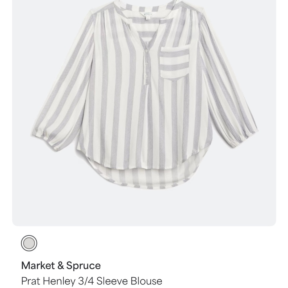 Market & Spruce Kids Gray and White Striped Blouse